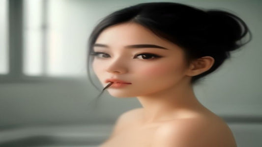 Woman washing her eyelash extensions at home using a specialized foam cleanser and brush