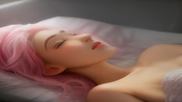 Client relaxing on a spa bed during a lash extension appointment preparation