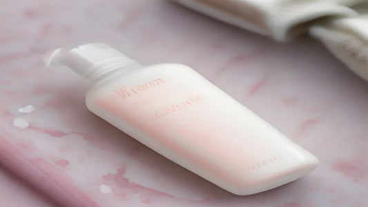 Oil-free micellar water and lash cleansing tools on a pastel background