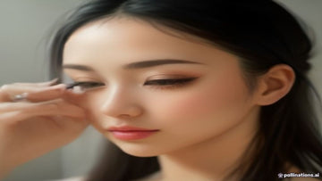 Professional lash technician applying eyelash extensions carefully with tweezers